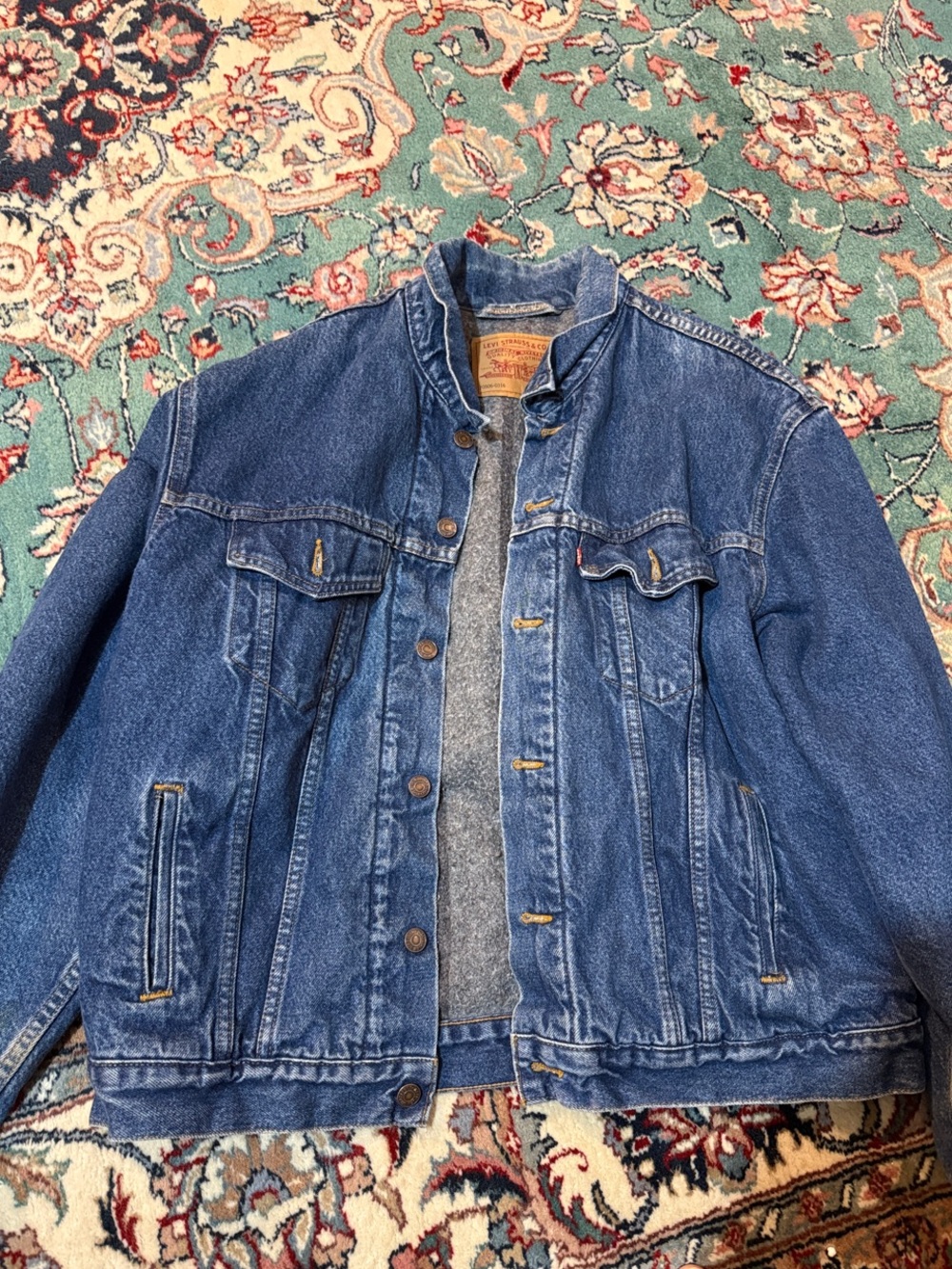 Levi's Blue Denim Trucker Jacket with Stand Collar